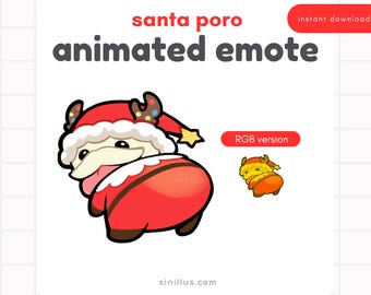 ANIMATED Christmas  Santa Poro  Emote / Twitch emotes / Emoji /Discord / Youtube / Lol Emotes / Xmas