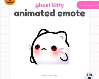 Animated Ghost Kitty POP Emote: Spooky Chibi Gif (Digital Download)