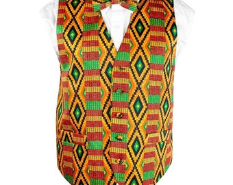 Vittorio Farina Kente Vest & Bow Tie