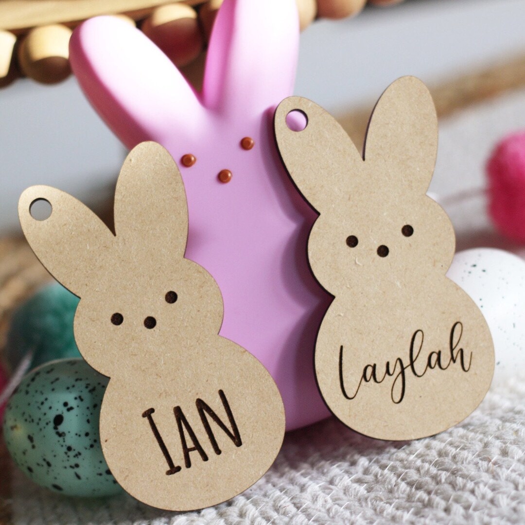 Easter Basket Name Tag Bunny Easter Tag Wooden Tag Etsy