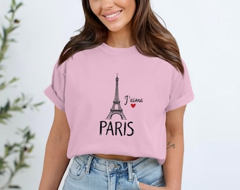 Eiffel Tower Paris Comfort Colors T-Shirt, J'aime Paris Graphic Tee, French Theme Shirt, Paris Lovers Gift, Eiffel Tower Stylish Paris Top