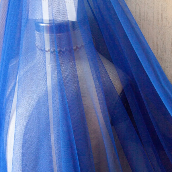 royal blue fabrics, blue lace tulle, blue wedding fabric, blue lace mesh, sheer blue fabric, light weight blue fabrics, royal blue decor