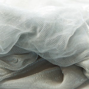 Silver metallic shiny sheer fabric soft silver festival fabric metallic silver knit fabric, gray silver mesh gauze fabric see through fabric