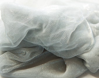 Silver metallic shiny sheer fabric soft silver festival fabric metallic silver knit fabric, gray silver mesh gauze fabric see through fabric