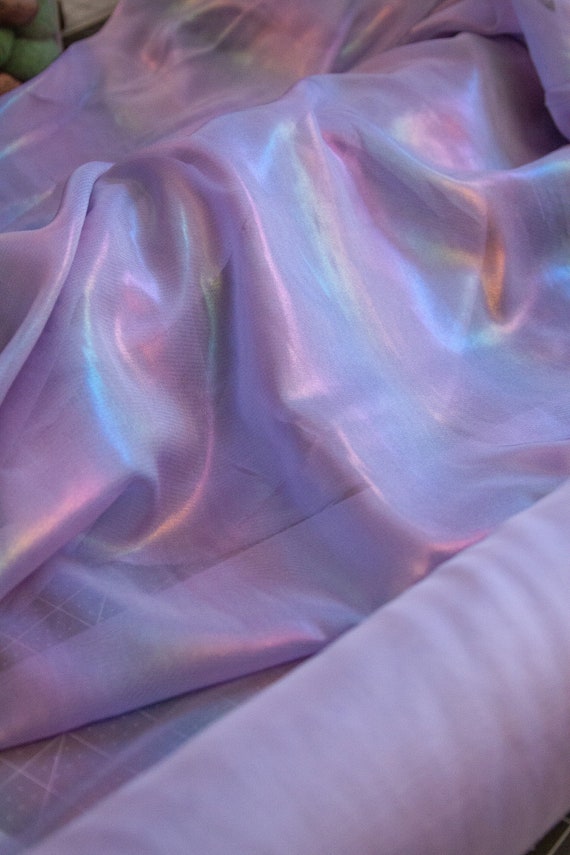 festival chiffon fabric rainbow sheer lightweight chiffon draping textile gradient rainbow fabric sold by the yard multicolor shiny lavender