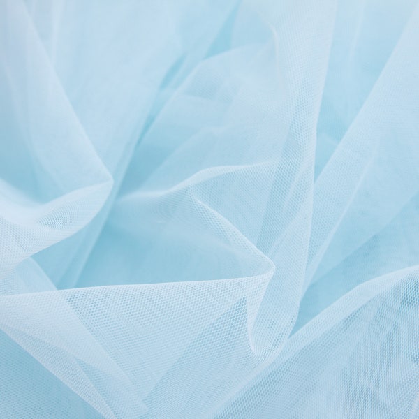 blue wedding fabric, icy light blue tulle, blue sheer fabric, soft blue fabric, blue designer fabric, baby blue fabric, light blue tulle
