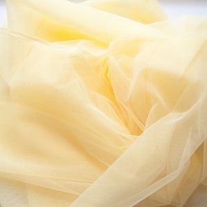 butter pale yellow fabric, yellow stretch mesh fabric, light yellow tulle, yellow dress fabric, soft yellow wedding spring yellow fabrics