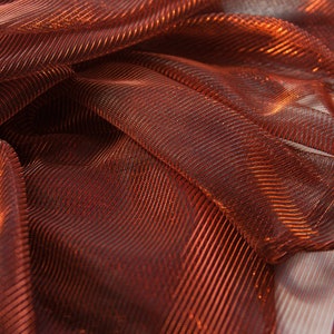 copper fabric metallic sheer stretch fabric, red gold iridescent mesh fabric, shiny fabric, polyester knit fabric stretchy glitter fabric