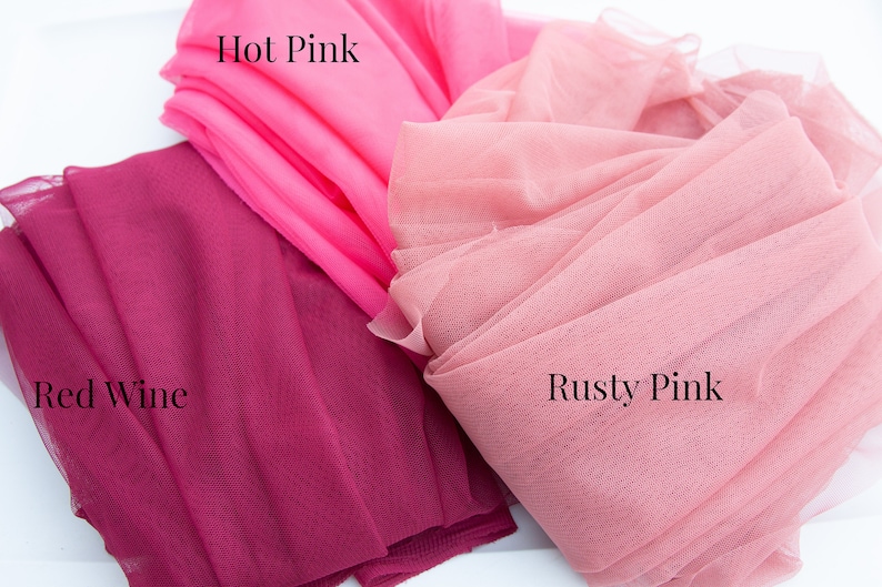 Rose Pink Stretch Tulle Fabric, Soft Mesh, Tutu Dress Fabric image 10