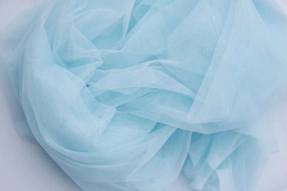 Tessuto da sposa blu, tulle azzurro ghiaccio, tessuto velato blu, morbido  tessuto blu, tessuto di design blu, tessuto azzurro bambino, tulle azzurro  -  Italia