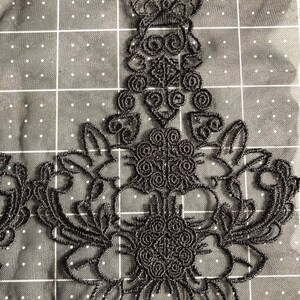 Black floral lace, Hmong inspired floral lace, flower appliques, lace dress appliques, wedding dress decorations, machine embroidery patches