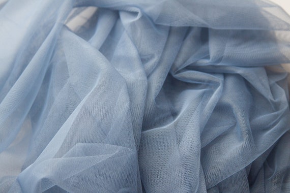 Stone Blue Fabric, Dusty Blue Tulle Pale Blue Dark Baby Blue Fabric Soft  Blue Blue Stretch Mesh Blue Wedding Décor Sheer Blue Tulle 63 Wide 