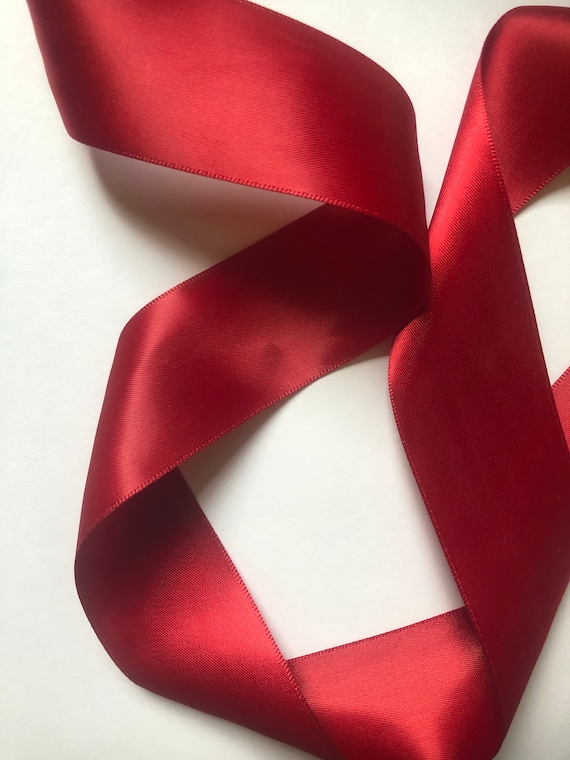 Satin Ribbon, Red Satin Ribbon, Red Ribbon by the Yard, Satin Lacing,  Wholesale Ribbon, Dressmaking Ribbon, Double Faced Satin Ribbon 