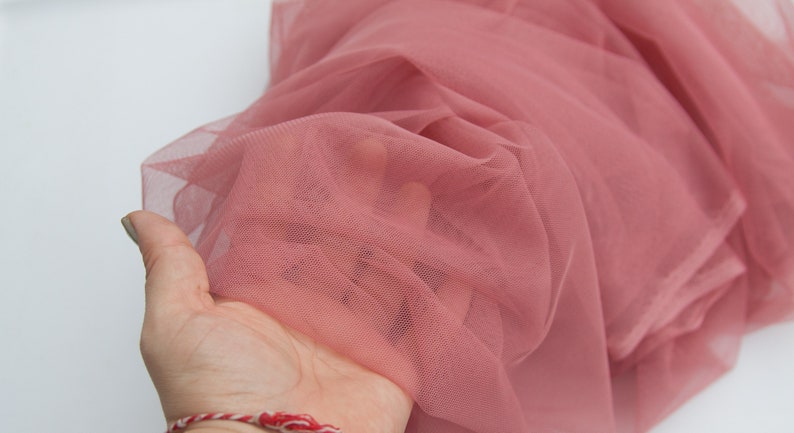 Rose Pink Stretch Tulle Fabric, Soft Mesh, Tutu Dress Fabric image 1