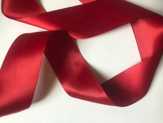 Red Satin Ribbon 1-1/2 Inches x 25 Yards, Solid Color Fabric Ribbon for Gift Wrapping, DIY Crafts, Hair Bows Making, Wreath, Wedding Party