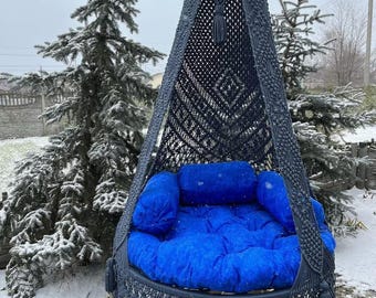 Handmade Cotton Macrame Swing Chair, Boho Hammock Seat