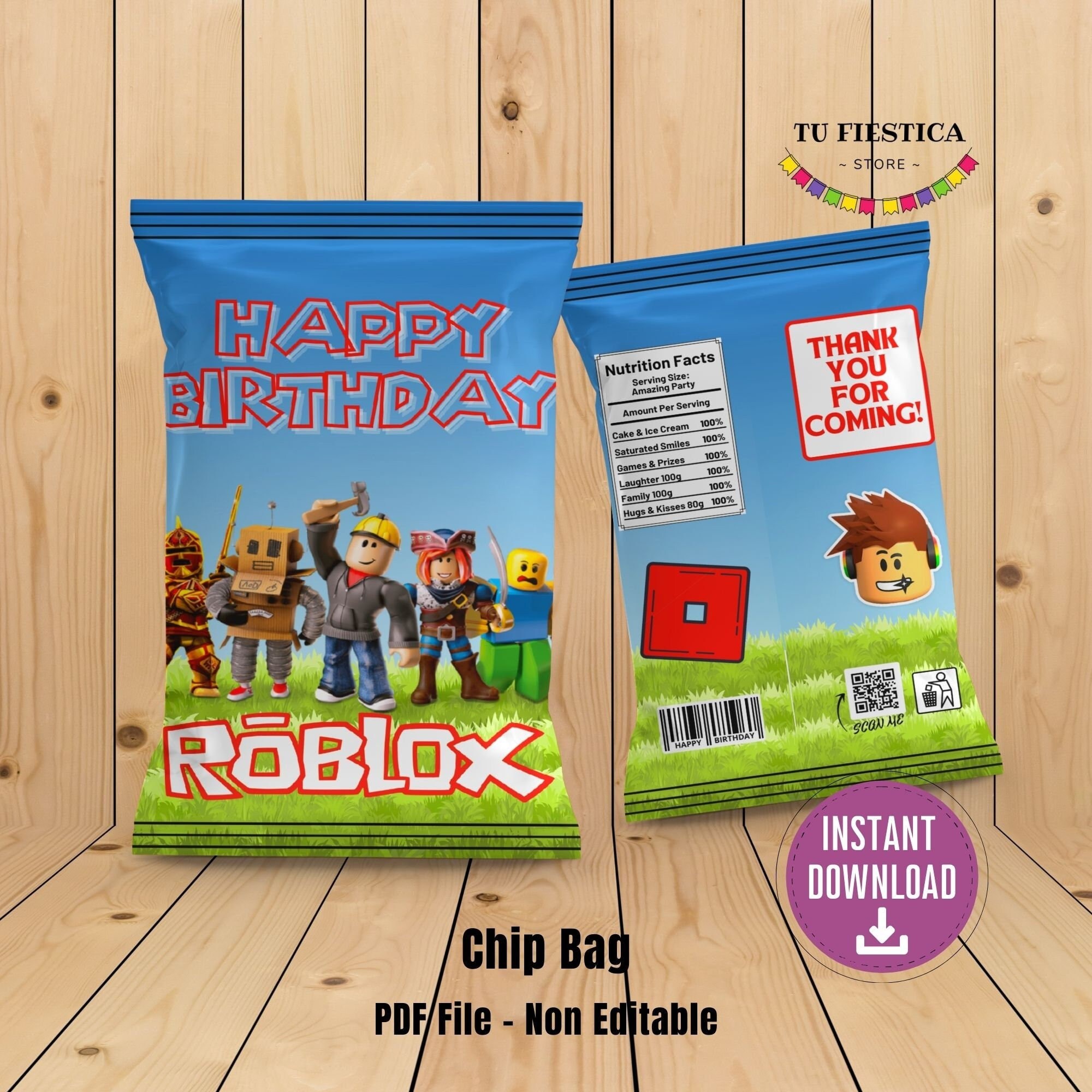 Roblox Chip Bag Wrapper Roblox Party Kids Roblox Etsy Canada