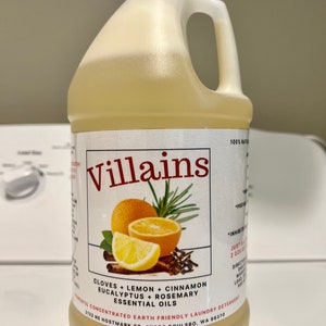 Villains Concentrated All Natural Laundry Detergent & Fabric Softener w/ Essential Oils Makes 4X!