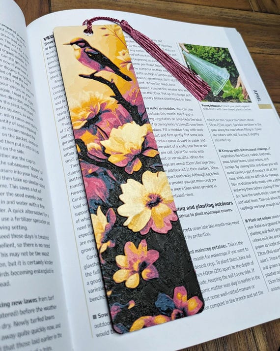 Bookmark bird floral book gift