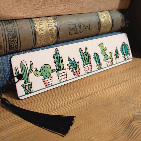 Cactus themed bookmark with a textured 3D surface