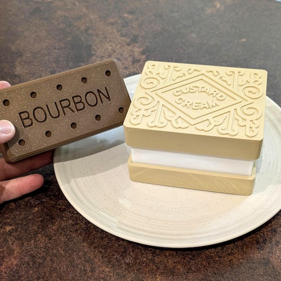 Custard Cream Biscuit Trinket Box – 3D Printed Novelty Storage Box – Handmade in UK
