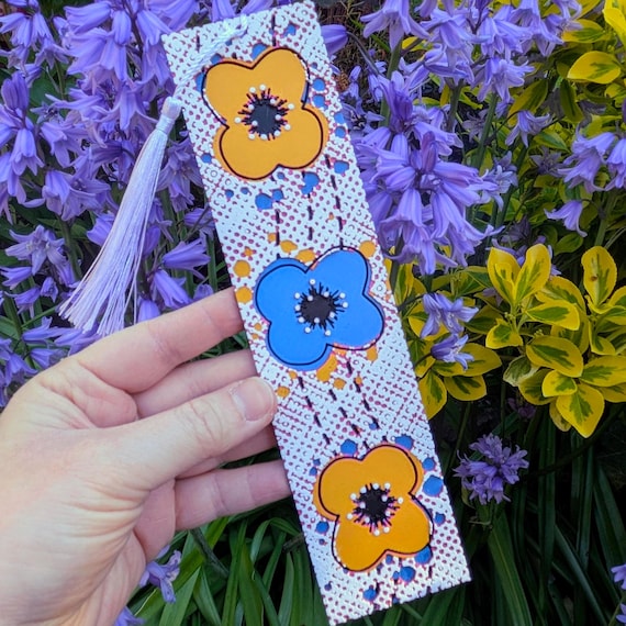 Textured Floral Bookmark with Tassel