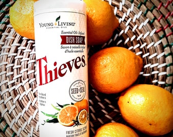 Thieves Dish soap, plant based ingredients, 355ml, fresh citrus scent, natural dish soap, essential oils, young living
