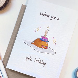 Gudetama Card - Gude Birthday Cake - Lazy Egg - Envelope Included