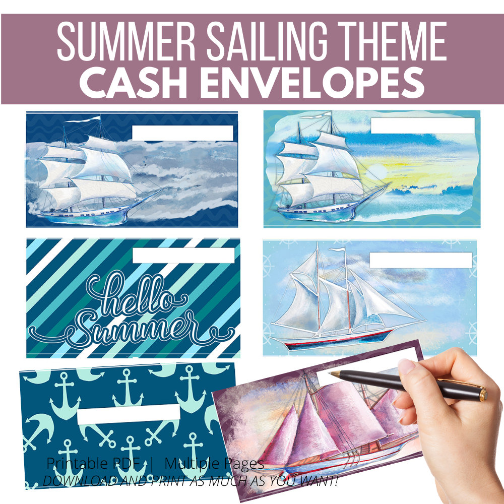 Summer Sailing Cash Envelopes Printable – 6 Designs
