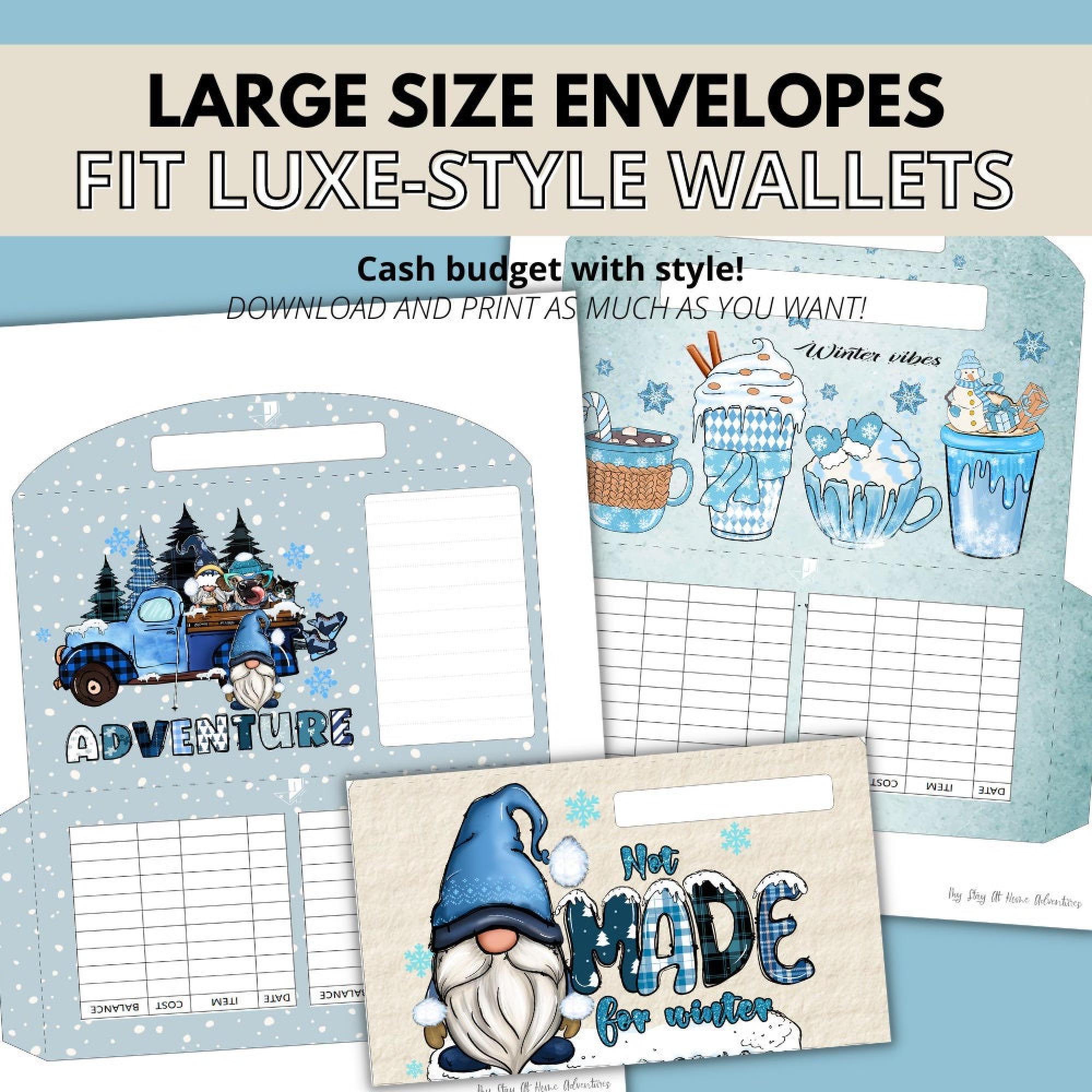 Cash Envelope Set Winter Print: 6 Printable Horizontal Envelopes PDF