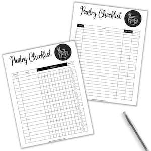 Blank Pantry Checklist Printables - Instant Download - Pantry List - Pantry Organization - PDF Printable