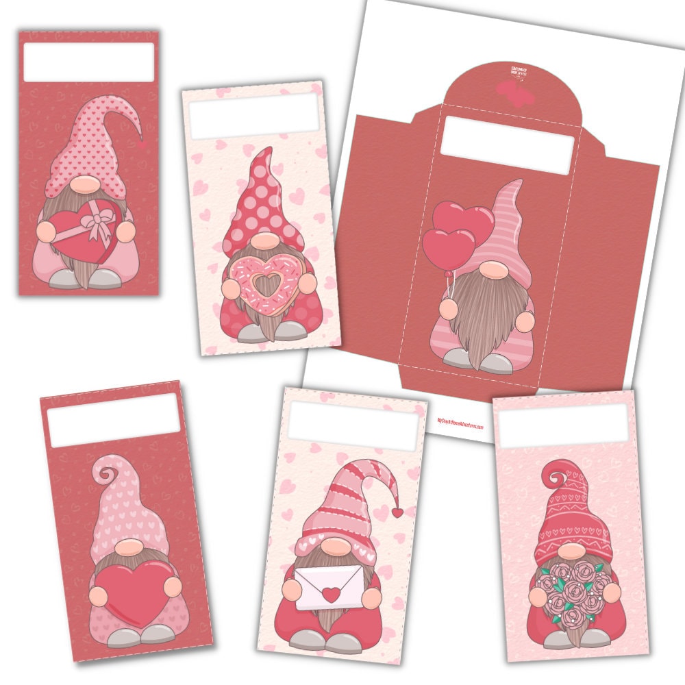 Valentine’s Day Gnome Cash Envelopes – Printable Set of 6 | Cash Budgeting