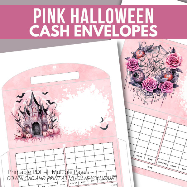 Pink Halloween Printable Cash Envelopes – 6 Designs