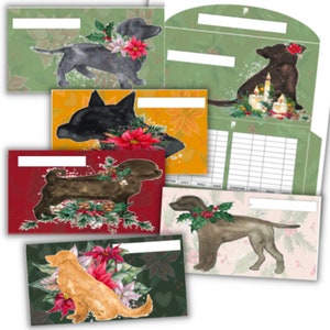 Weihnachten Hunde Geldumschläge, Sofort Download, Geldumschläge, bedruckbar, Geldumschlagsystem, Budgetumschläge bedruckbar, 6er Set