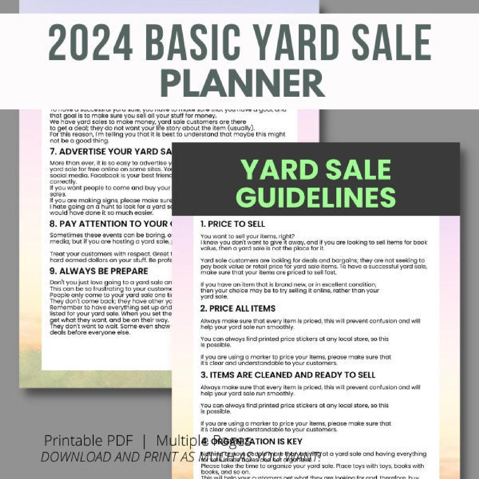 Yard Sale Planner PDF: Printable Digital Download, Simple Organizer