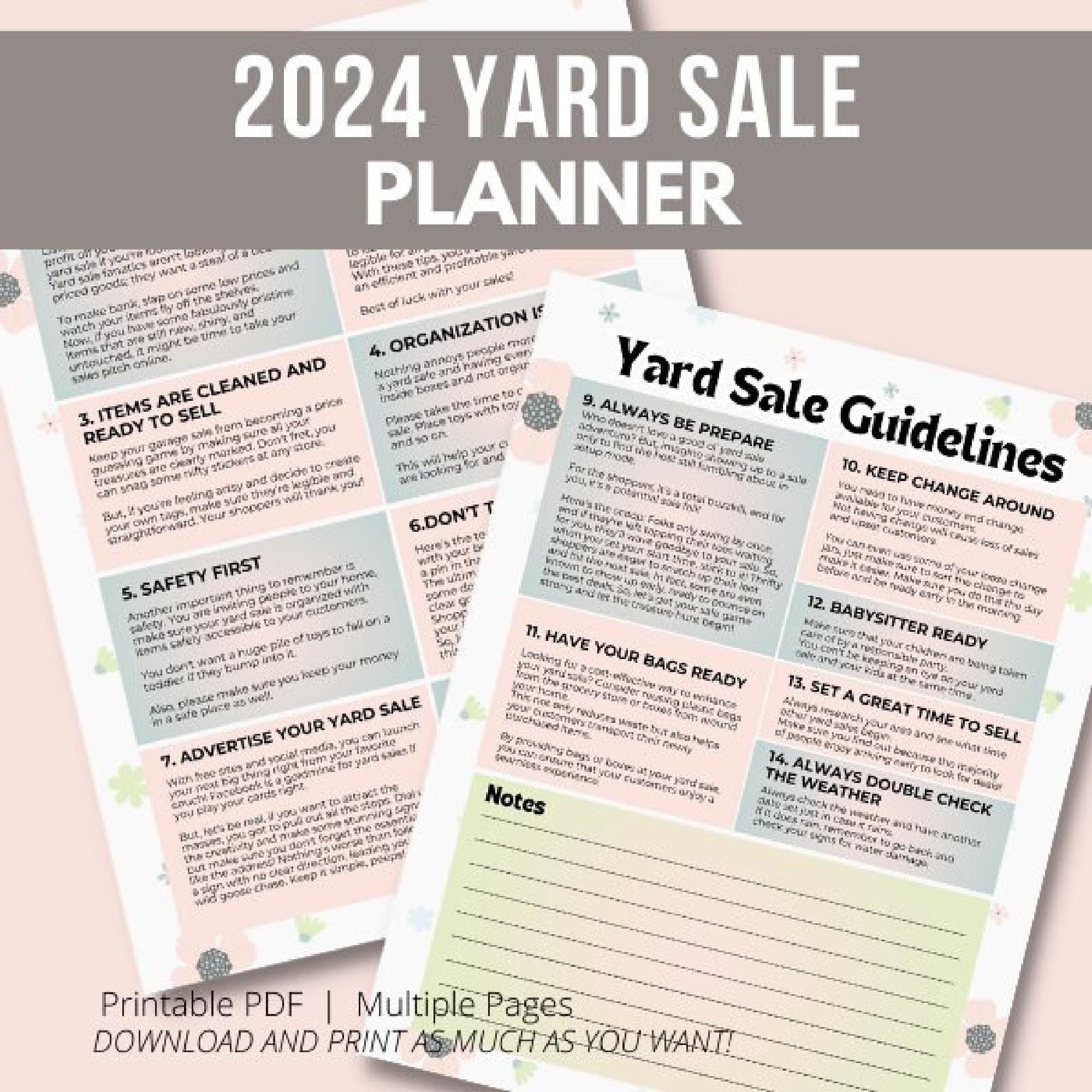 Yard Sale Planner Digital Download: Printable Organization PDF