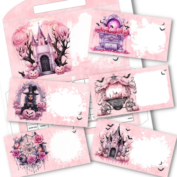 Pink Halloween Printable Cash Envelopes – 6 Designs