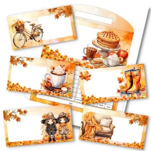 Cash Envelope Printable Set: Fall Patterned Horizontal Budget Envelopes with Transaction Tracker Digital Download