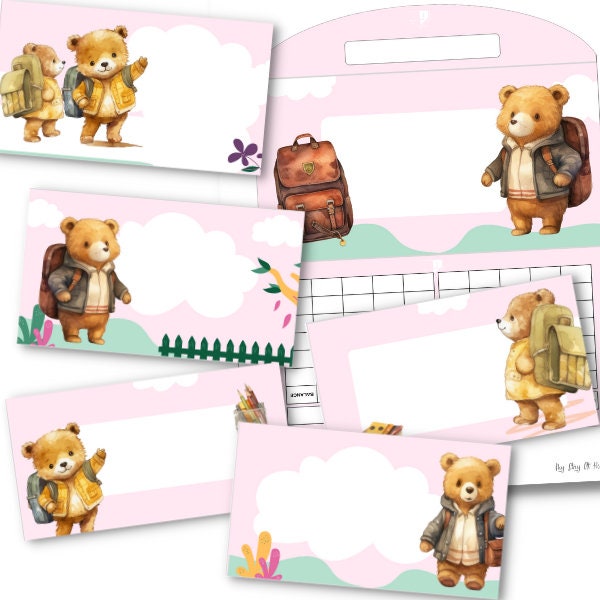 Back to School Bear Cash Envelopes Printables with Tracker