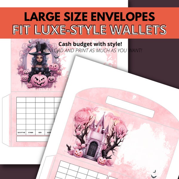 Pink Halloween Printable Cash Envelopes – 6 Designs