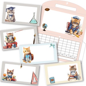 Back To School Cat Cash Envelopes Printables with Tracker | Cash Envelope System, Budget Envelopes Printable, INSTANT DOWNLOAD