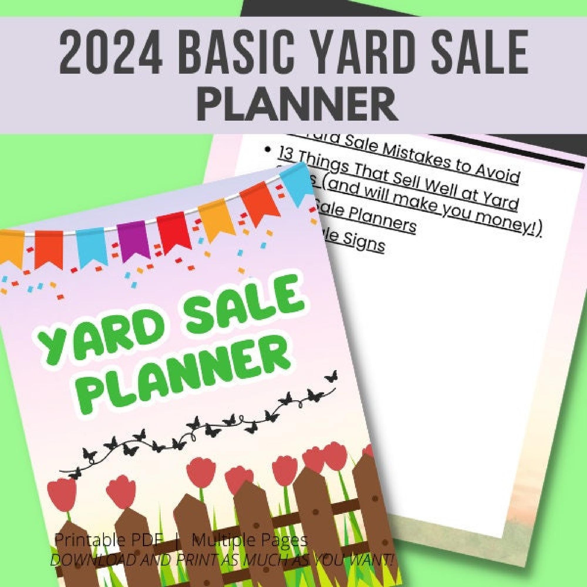 Yard Sale Planner PDF: Printable Digital Download, Simple Organizer