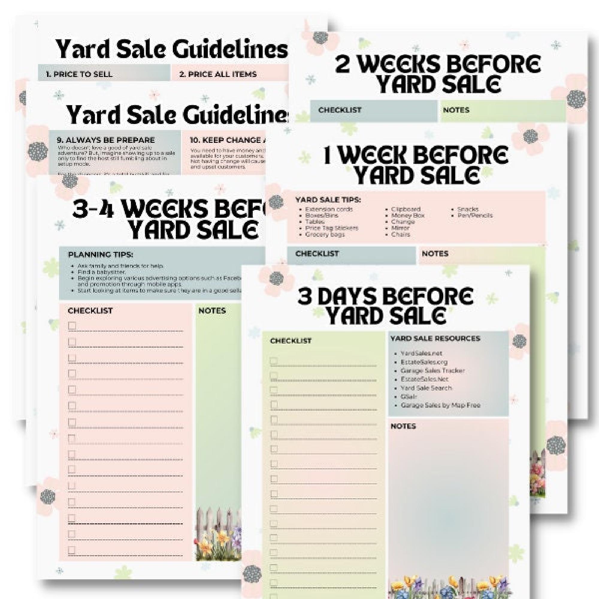 Yard Sale Planner Digital Download: Printable Organization PDF
