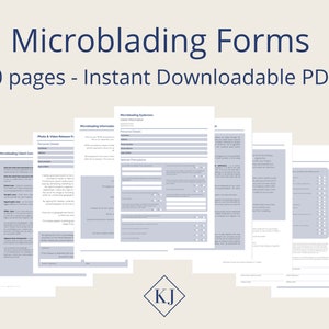 Microblading Forms Bundle - Instant PDF Download - 10 pages - Salon, SPMU, Beautician, Spa, Esthetician, Make Up - NAVY
