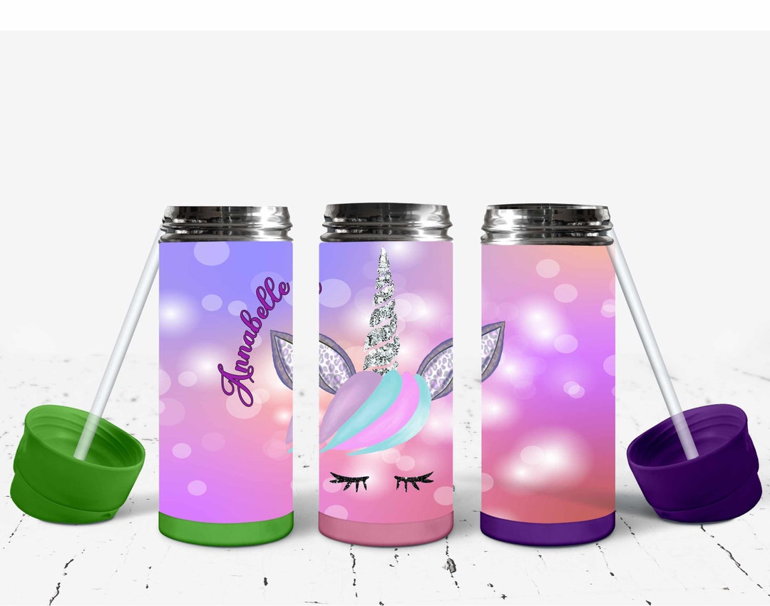 Personalized Unicorn Kids Flip Top Tumbler// Unicorn Water Bottle With ...
