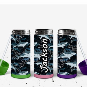 Kids Personalized shark water bottle// Shark flip top kids water bottle//Personalized name Shark water bottle//Kids water bottle
