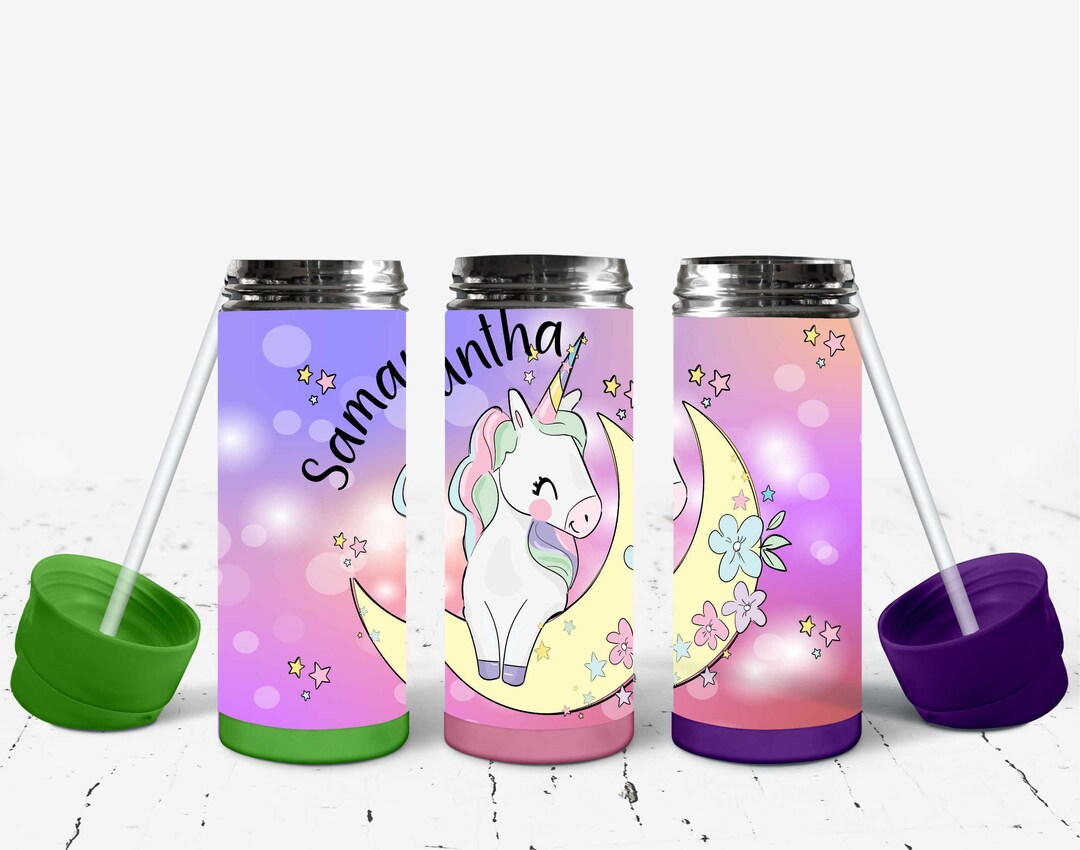Personalized Unicorn Kids Flip Top Tumbler// Unicorn Water Bottle With ...