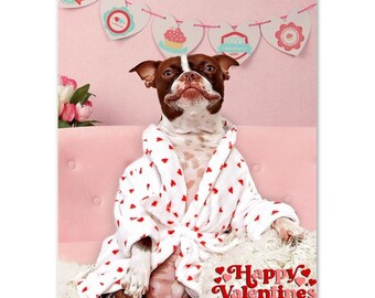 Boston Terrier Valentines Cards Pack of 10 Greeting Cards (standard envelopes) (US & CA)