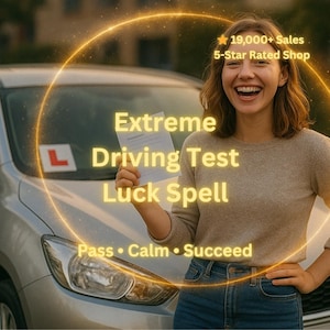 Slaag voor rijexamen geluksspreuk | Kalmeer de zenuwen en trek succes aan | Hulp bij rijexamens | Energiespreuk voor vertrouwen en focus | Door Fenris