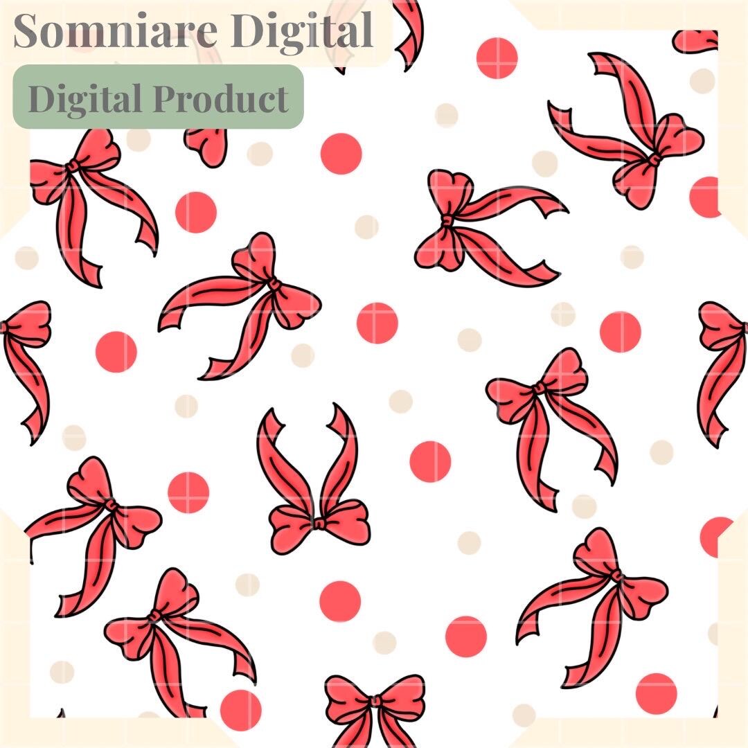 Pink Bow Seamless Pattern PNG | Coquette Ribbon Digital Paper | Cute ...